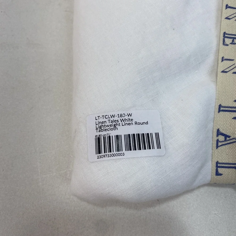 Linen Tales White Lightweight Linen ROUND Tablecloth, 180cm / 71